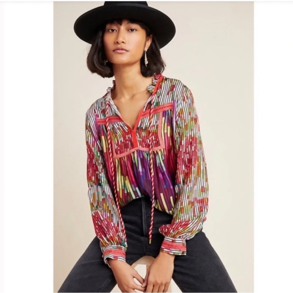 ANTHROPOLOGIE CONDITIONS APPLY Etienne Peasant Top - Picture 1 of 10